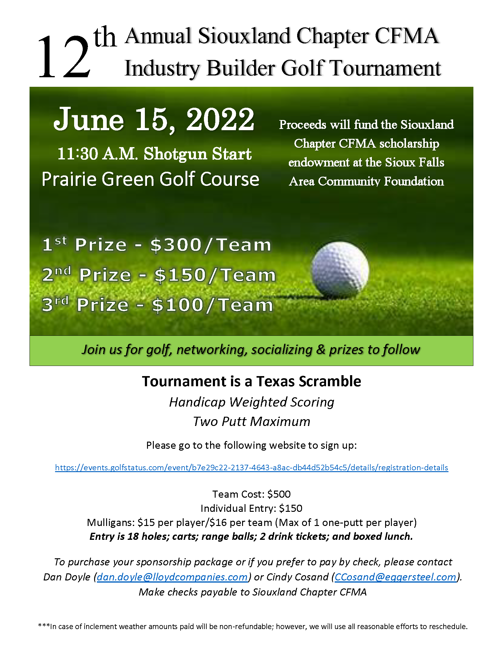 12th Annual Siouxland Chapter CFMA Industry Builder Golf Tournament ...